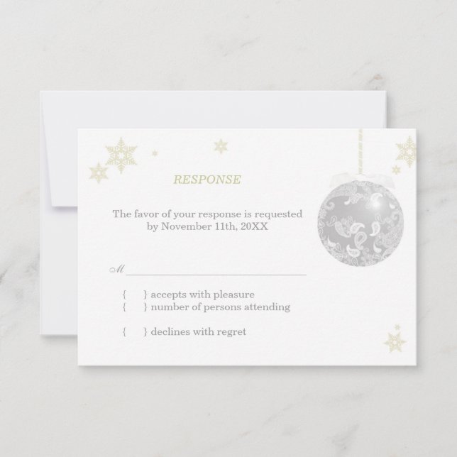 Elegant Silver Winter Wedding RSVP (Front)