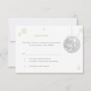 Elegant Silver Winter Wedding RSVP Card