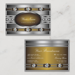 Elegant Silver with Brown Colours Faux Rhinestones Business Card