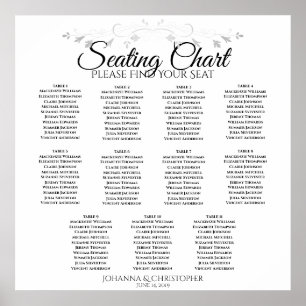 Elegant Simple 11 Table Wedding Seating Chart