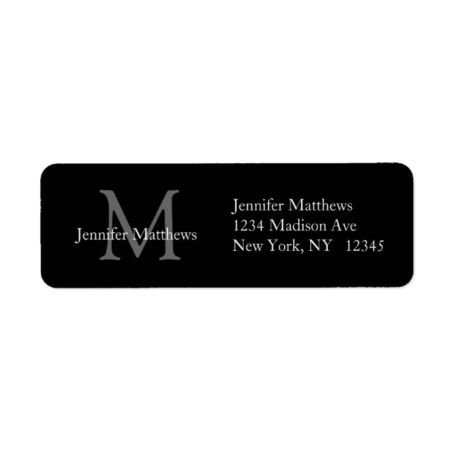 Elegant Simple Address Labels Black White (Front)
