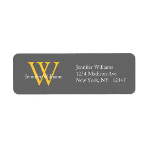 Elegant Simple Address Labels Grey Yellow Initial
