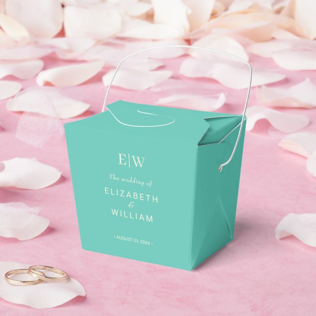 Elegant Simple Aquatic Awe with Monogram Wedding Favour Box (Wedding)