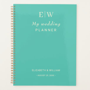 Elegant Simple Aquatic Awe with Monogram Wedding Planner