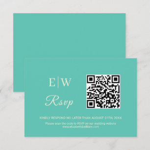 Elegant Simple Aquatic Awe with Monogram Wedding RSVP Card