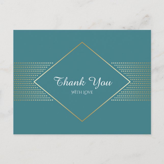 Elegant simple art deco wedding thank you postcard (Front)