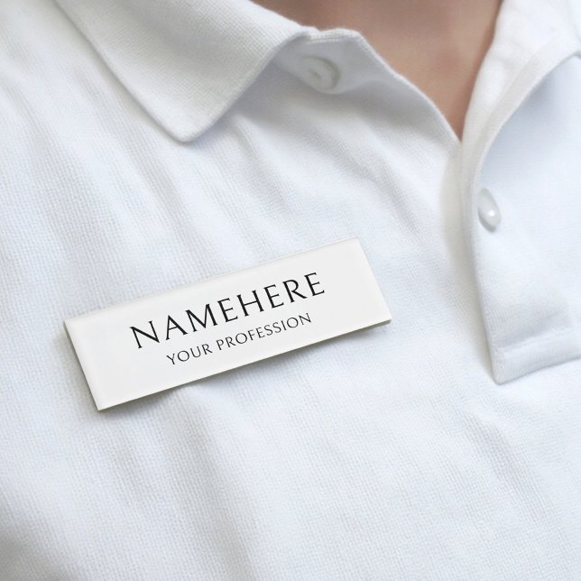 Elegant Simple Basic Minimal White Modern Name Tag (Creator Uploaded)