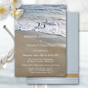 Elegant Simple Beach Wedding Anniversary Party Invitation