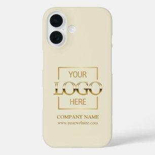Elegant Simple Beige Business Company Logo Apple iPhone 16 Case