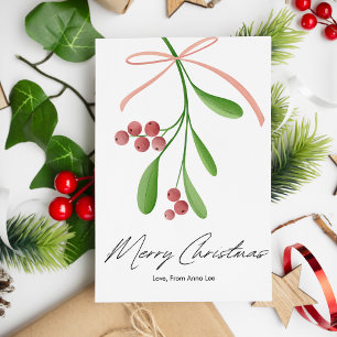 Elegant Simple Berries Christmas Flat  Holiday Card
