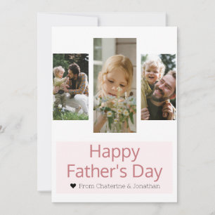 Elegant Simple Best Dad Ever Fathers Day 3 Photo Holiday Card