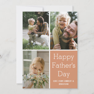 Elegant Simple Best Dad Ever Fathers Day 3 Photo Holiday Card