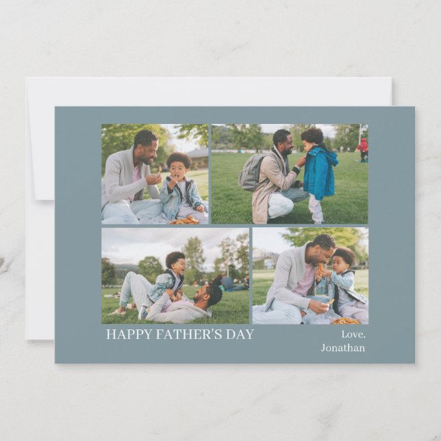 Elegant Simple Best Dad Ever Fathers Day 4 Photo Holiday Card (Front)