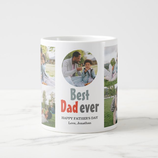 Elegant Simple Best Dad Ever Fathers Day Photo Large Coffee Mug (Front)