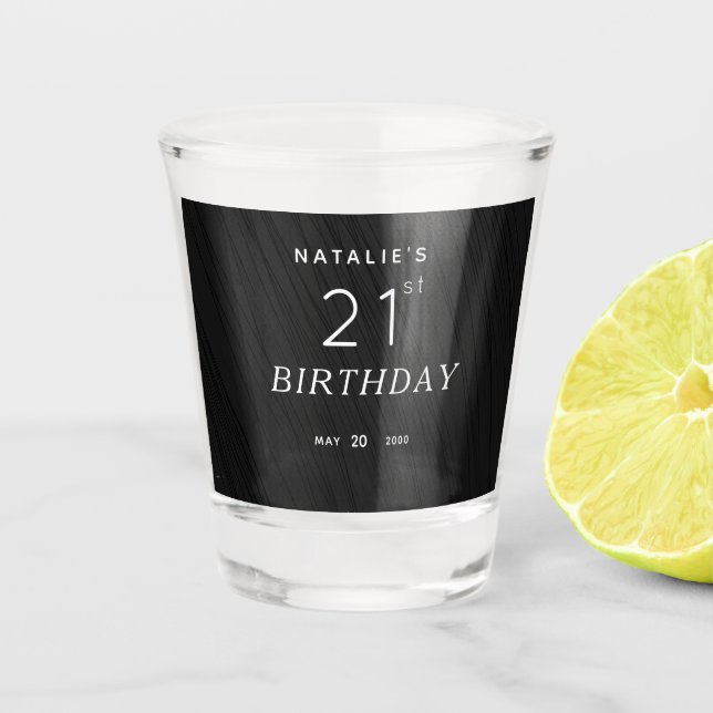 Elegant Simple Black 21st Birthday   Shot Glass (Front)