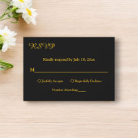 Elegant Simple Black And Gold Modern Chic Wedding