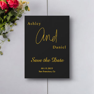 Elegant Simple Black And Gold Modern Chic Wedding Save The Date