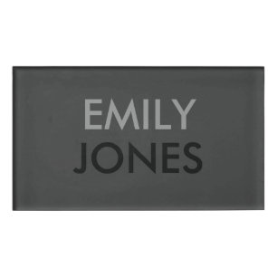 Elegant simple black and grey personalised name tag
