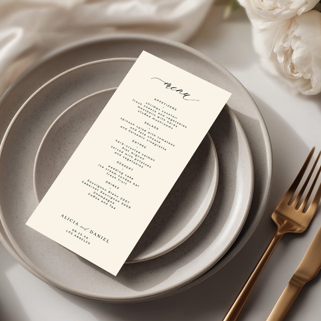 Elegant simple black and ivory wedding menu (Creator Uploaded)
