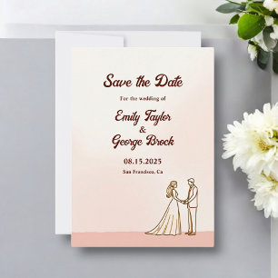 Elegant Simple Black And White Bride Groom Wedding Save The Date