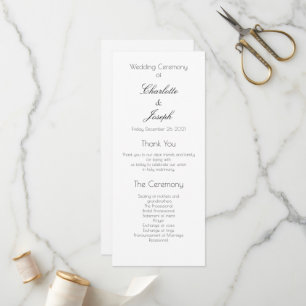 Elegant Simple Black and White Classic Wedding Pro Programme
