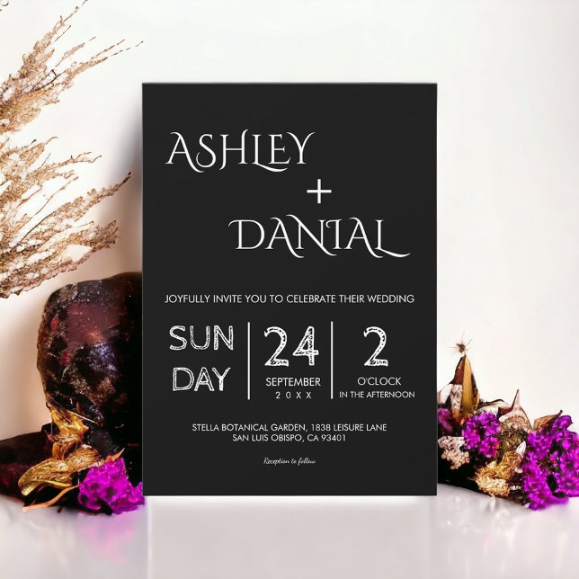 Elegant Simple Black And White Delicate Wedding Invitation (Creator Uploaded)