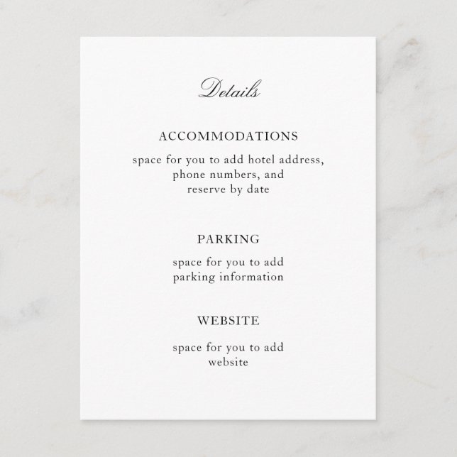 Elegant, Simple Black and White Enclosure Card (Front)