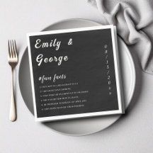 Elegant Simple Black and White Fun Facts Wedding
