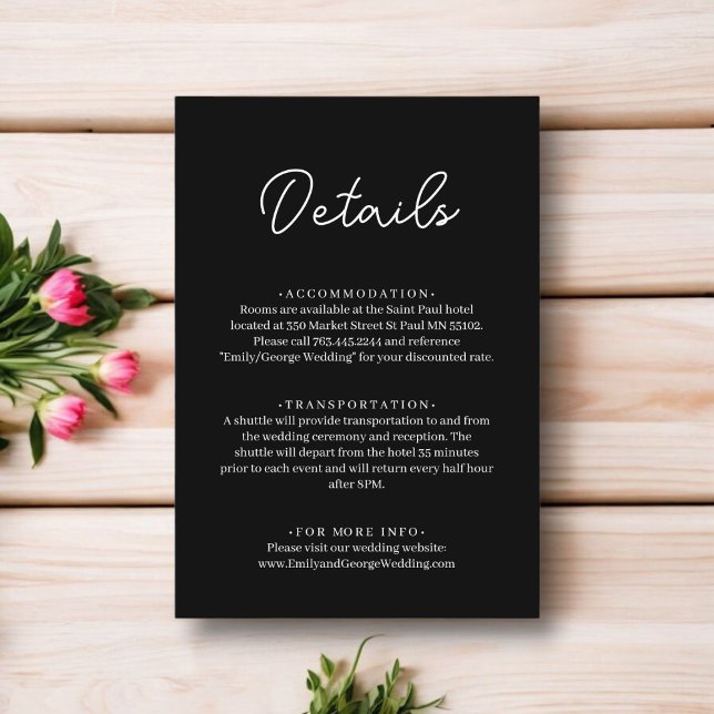 Elegant Simple Black And White Modern Chic Wedding Enclosure Card (Creator Uploaded)