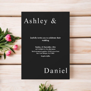 Elegant Simple Black And White Modern Chic Wedding Invitation