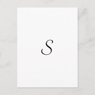 Elegant Simple Black and White Monogram Postcard