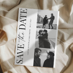 Elegant Simple Black and White Photo Save the Date Invitation