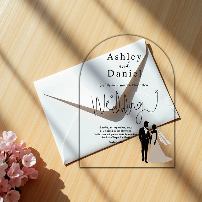 Elegant Simple Black And White Romantic Wedding Acrylic Invitations (Creator Uploaded)
