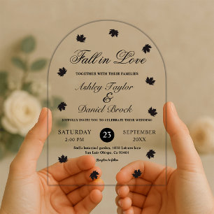 Elegant Simple Black And White Rustic Fall Wedding Acrylic Invitations