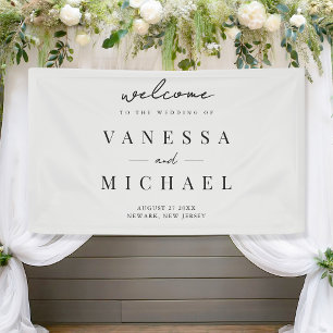Elegant Simple Black and White Wedding Banner
