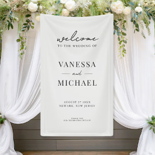 Elegant Simple Black and White Wedding Banner