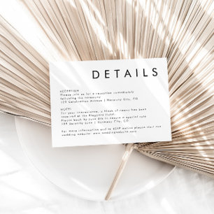 Elegant Simple Black And White Wedding Details Enclosure Card
