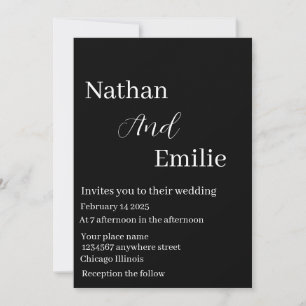 Elegant simple black and white wedding invitation