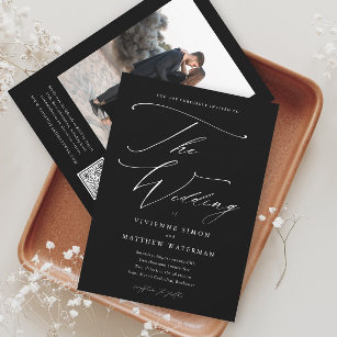 Elegant Simple Black and White Wedding Invitation