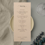 Elegant simple black and white wedding menu invitation<br><div class="desc">Simple white trendy minimalist typography custom text template wedding kraft paper menu card.</div>