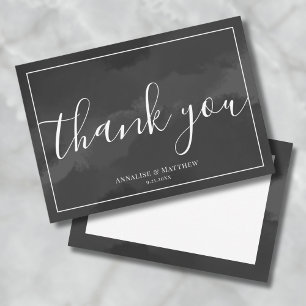 Elegant Simple Black And White Wedding Thank You Card