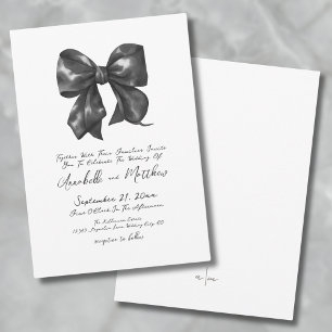 Elegant Simple Black Bow Wedding Invitation
