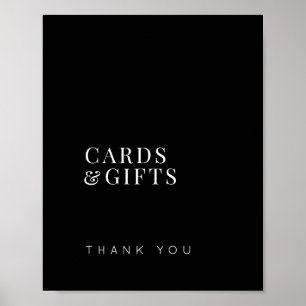 Elegant simple black cards and gifts wedding sign