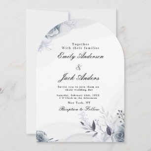 Elegant simple Black Floral wedding Invitation