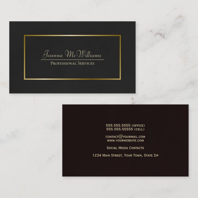 Elegant Simple Black & Gold Professional Business Card (Front/Back)