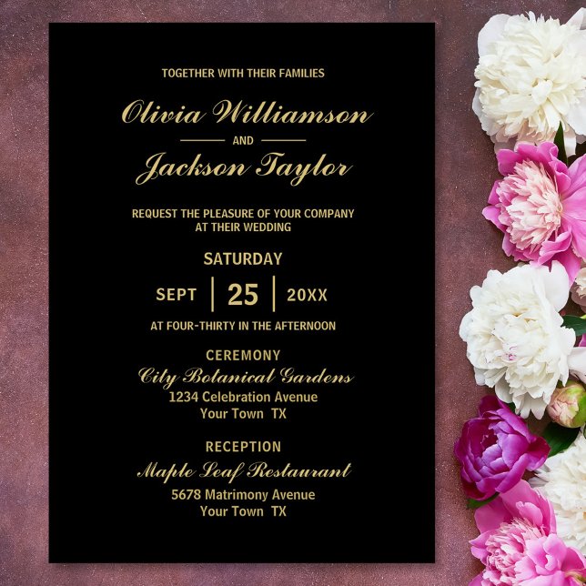 Elegant Simple Black Gold Wedding Invitation (Creator Uploaded)