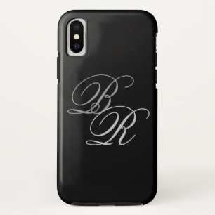 Elegant Simple Black Grey Monogram Initials Case-Mate iPhone Case