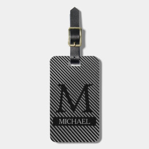 Elegant simple black metal Strip Monogrammed Luggage Tag