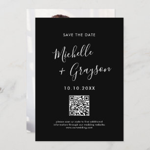 Elegant Simple Black Minimalist Modern QR code     Save The Date