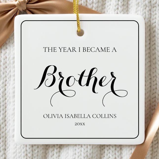 Elegant Simple Black Modern 1st Christmas Brother Ceramic Ornament (Elegant Simple Black Modern 1st Christmas Brother Ceramic Ornament)